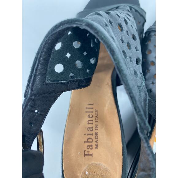 Fabianelli women 6.5 leather wedge gladiator sandal bootie laser cut sandals - Picture 5 of 6